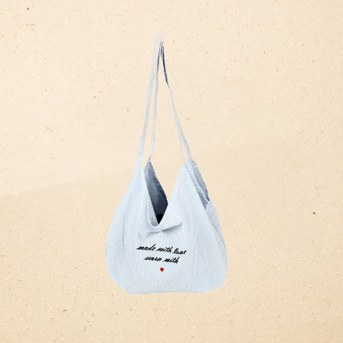 Sac Clemence Seersucker Blanc/Ciel