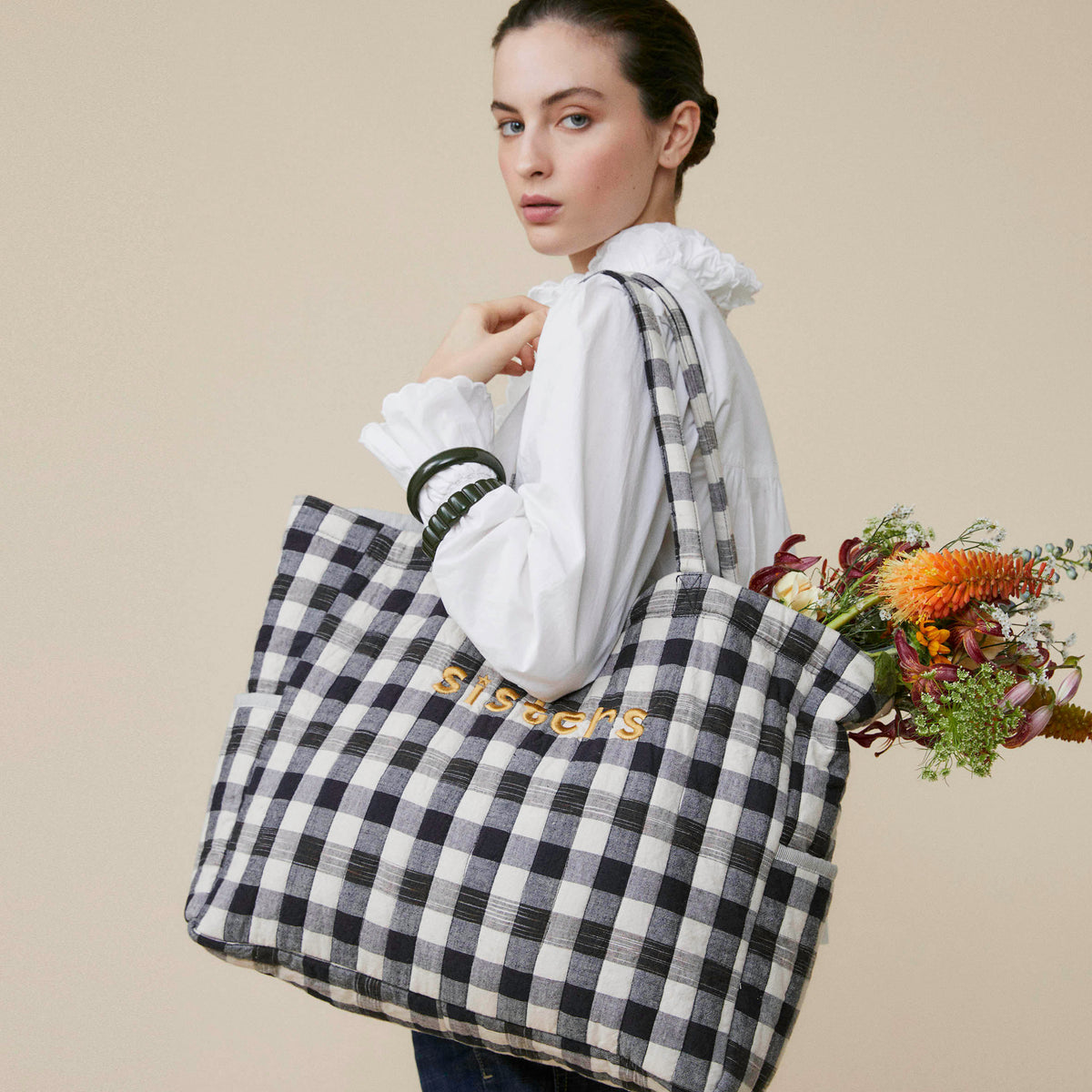 Sac Ishae Carreau Noir/Ebene