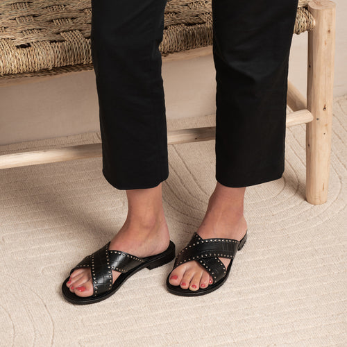 Sandale Ios Croco Noir