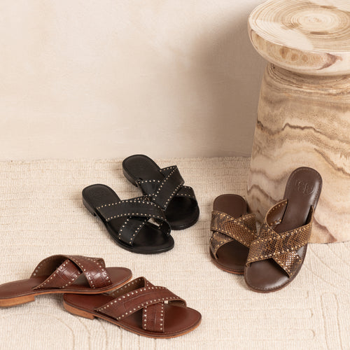 Sandale Ios Croco Cognac