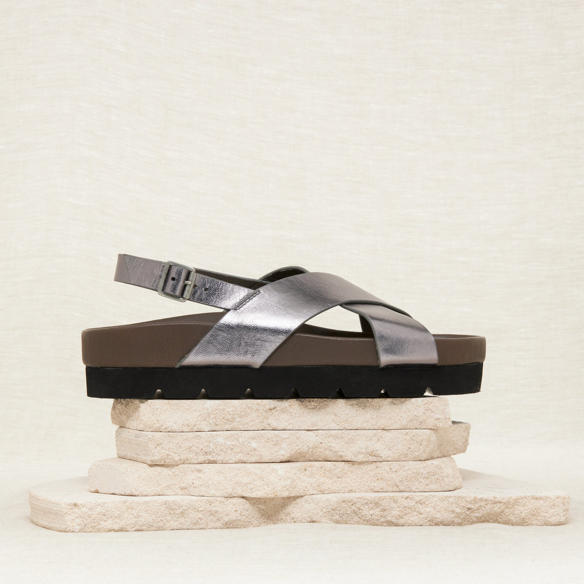 Sandales Patmos Gris Metallise