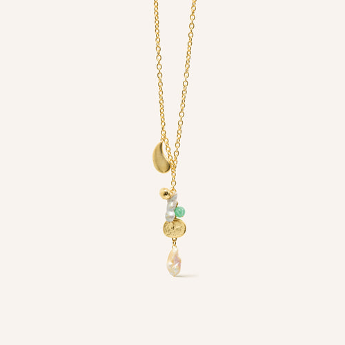 Sautoir Sophie Perle D'Eau Grise/Blanche/Apatite Verte